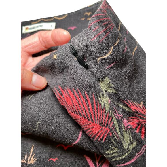 Marine‎ Layer Women 6 Ryan Midi Slip Skirt Boho Black Tropical Flower Side Slits - Picture 6 of 9